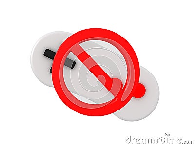 3D red prohibited sign over gamepad controller Stock Photo