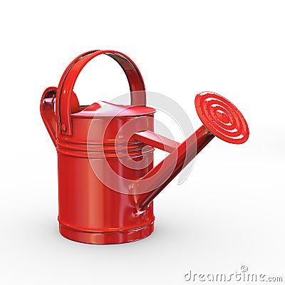 3d red shiny watering can Cartoon Illustration