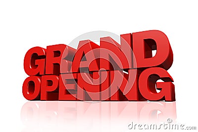 3D red text grand opening Stock Photo