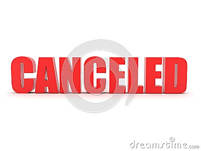 3D Red text saying canceled Stock Photo