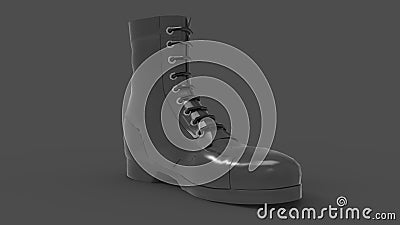 3D rednering of a heavy duty leather boot footwear isolated on empty space Stock Photo