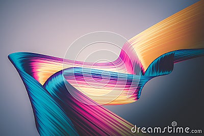 3D render abstract background. Colorful twisted shapes in motion. Computer generated digital art for poster, flyer, banner. Stock Photo