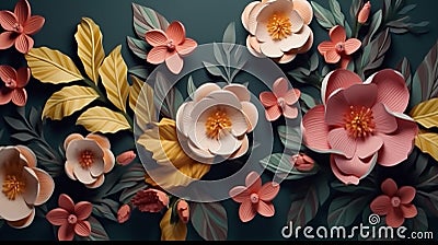 3D render abstract botanical background animation blooming. Stock Photo