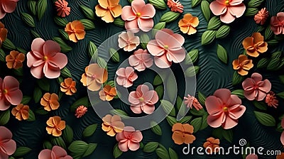 3D render abstract botanical background animation blooming. Stock Photo