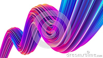 3D render abstract holographic ultra violet fluid shape for trendy Christmas design Stock Photo