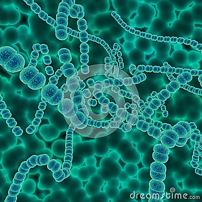 3D abstract medical image with Strep A virus cells Stock Photo