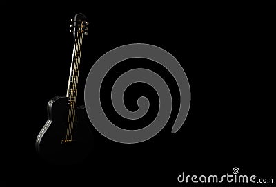 3D Render Acoustic Guitar on Black background 3d illustration Design Cartoon Illustration