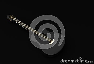 3D Render Acoustic Guitar on Black background 3d illustration Design Cartoon Illustration