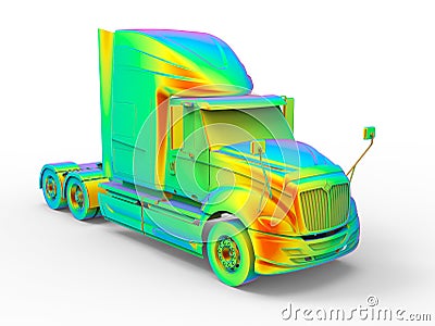 3D render - aerodynamic of a semi truck Cartoon Illustration