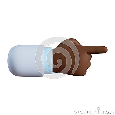 3d render. African American cartoon character hand pointing gesture. Business clip art isolated on white background Stock Photo