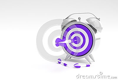 3D Render Alarm Clock Target with arrow Time Management, Planning, Business Targeting and Smart solutions Design Stock Photo