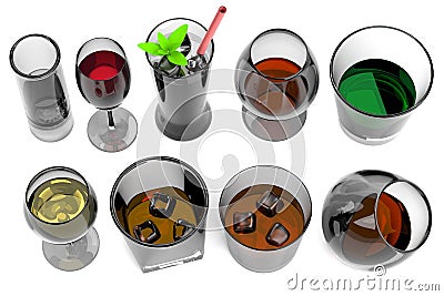 3d render of alcohol drinks Stock Photo