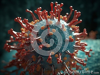 3D Render of Antibody Defending Against Virus Stock Photo