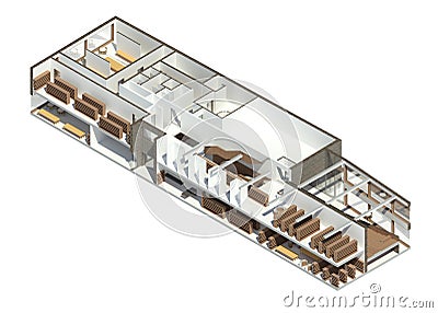 3D render: BIM model of the library Stock Photo