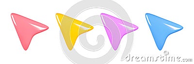 3d render arrow cursor minimal icon isolated on white background vector illustration Vector Illustration
