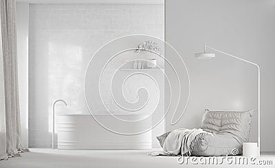 3d Render bathroom white finishing Stock Photo