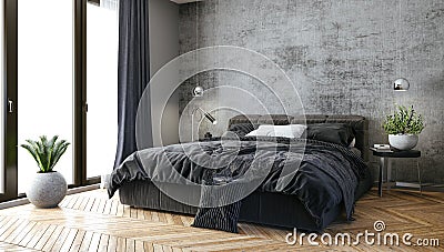 3d beautiful bedroom interior Stock Photo