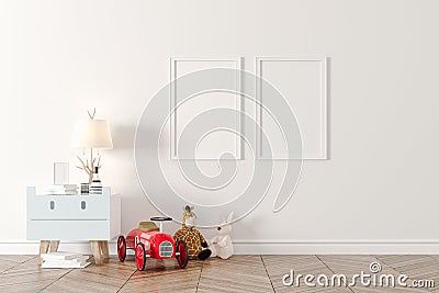 3d render of beautiful child nursery room and Stock Photo