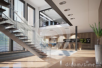 3d render of beautiful luxurious home interior Stock Photo