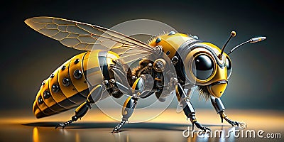 3d render of bee on dark background 3d rendering Generative AI Stock Photo