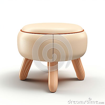 3d Render Of Beige Ottoman Side Table Stock Photo