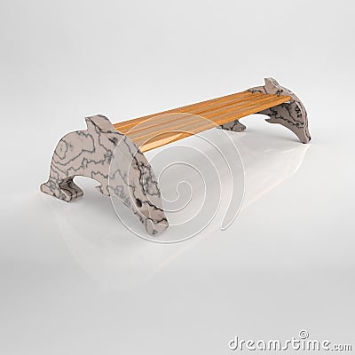 3D render Betonbank-Dolphin Marble Tan Stock Photo