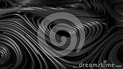 3d render black floating topographic abstract round field Stock Photo