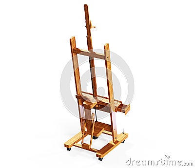 3d render Blank canvas on easel isolated Stock Photo