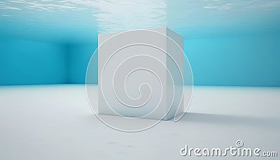 3d render of blank cube in empty room with space for text Stock Photo