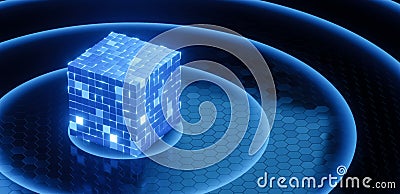 3d render 3d blockchain cube concept animation Stock Photo
