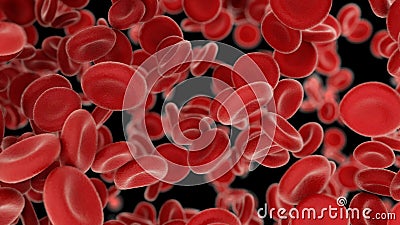 3d render Blood cells flying through arteries on black background Stock Photo