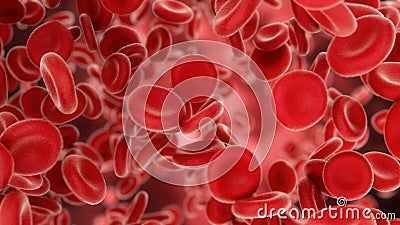 3d render Blood cells flying through arteries or viens Stock Photo