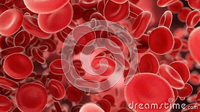 3d render Blood cells flying through arteries or viens Stock Photo