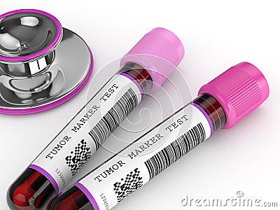 3d render of blood samples with tumor markers test Stock Photo