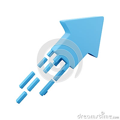 3d render blue arrow icon. 3d render Blue flexible stock arrows up growth icon. Investment, leadership, bussines and Stock Photo