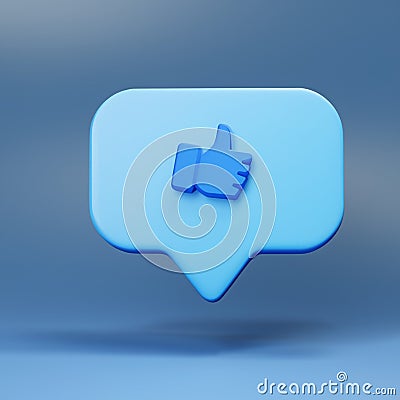 3d render of blue like icon in speech bubble, Social medias concepts with ai Stock Photo