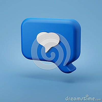 3d render of blue like icon in speech bubble, Social medias concepts with ai Stock Photo