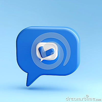 3d render of blue like icon in speech bubble, Social medias concepts with ai Stock Photo