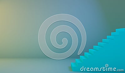 3d Render Bondi Blue color Stairs on colorful Background Stock Photo