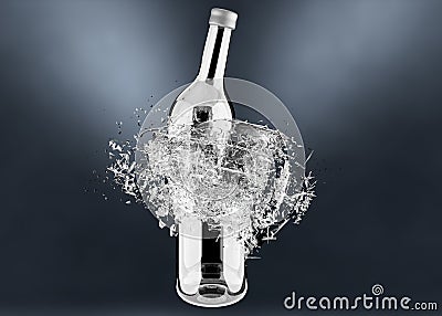 Breaking bottle with water splash Stock Photo