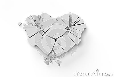 3D Render Broken Heart Love symbol. Valentine`s Day sign 3D illustration Graphic Design Cartoon Illustration