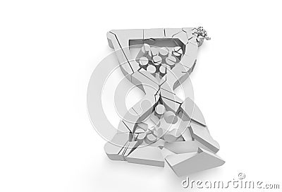 3D Render Broken Hourglass Mouse Symbol with Abstract 3d illustration Cartoon Illustration