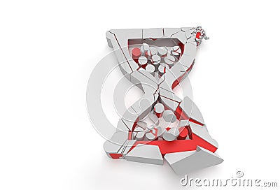 3D Render Broken Hourglass Mouse Symbol with Abstract 3d illustration Cartoon Illustration