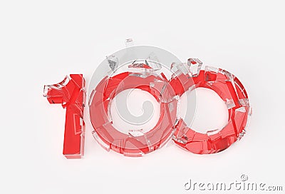 3D Render 100 Broken Number Illustration Design Stock Photo