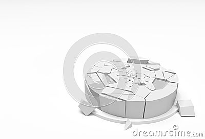 3D Render Broken Scene of Minimal Podium Scene for Display Products Advertising Design Stock Photo
