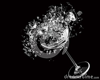 3d render, Broken wine glass Stock Photo