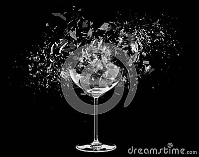 3d render, Broken wine glass Stock Photo