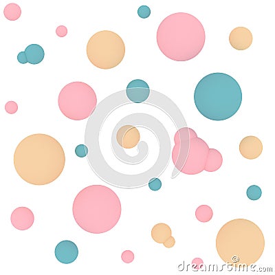 3d render bubbles seamless pattern in pastel colors Stock Photo