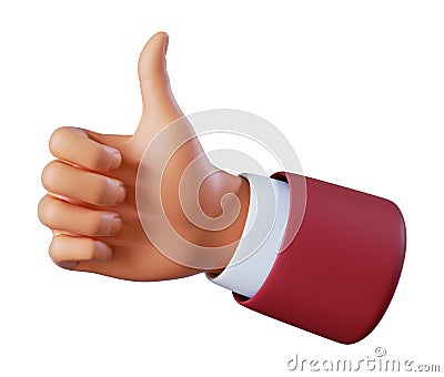 3d render, businessman hand shows thumb up, like gesture isolated on white background, social icon, professional approval concept Stock Photo