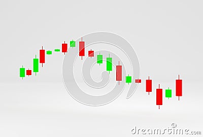 3d render, 3d candlestick graph chart on white background, Business concept Stock Photo